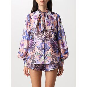 NWOT Zimmermann Celestial Silk Blouse • Tie Neck • Paisley Print